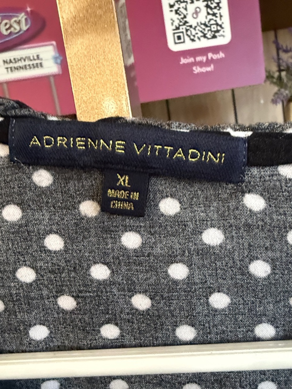 Adrienne Vittadini Polka Dot Top - Picture 2 of 3